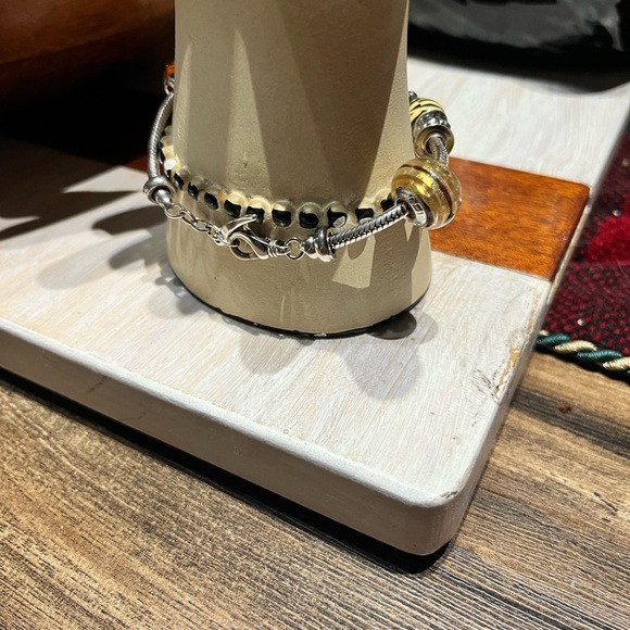 Bacio ITALY Murano Glass Bead Charm 7” extensión to 7.5” Snake Chain Bracelet - Picture 6 of 7